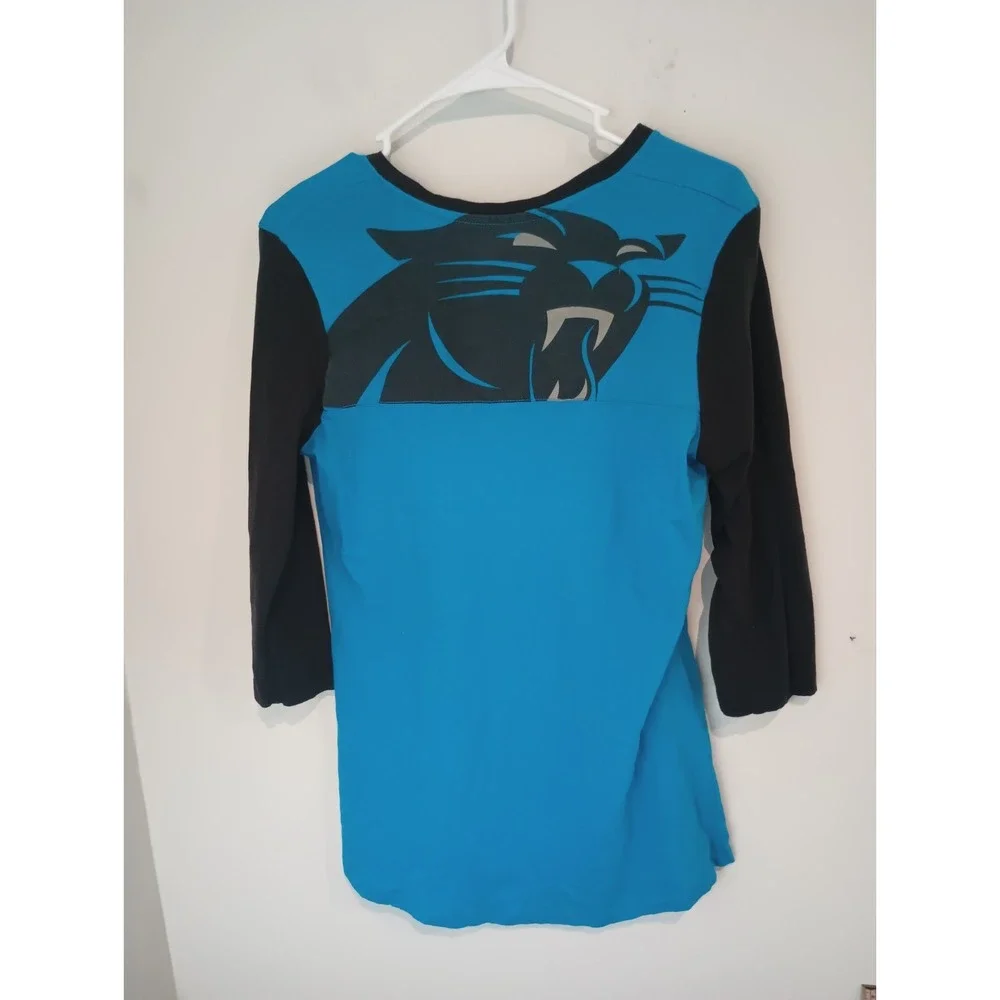 Carolina Panthers Womens Shirt Large Majestic NFL Football Gameday Notch Neck L